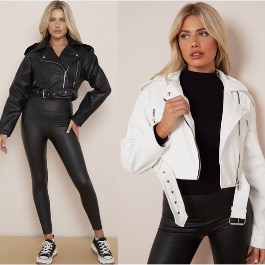 Cropped Biker Faux Leather Jacket