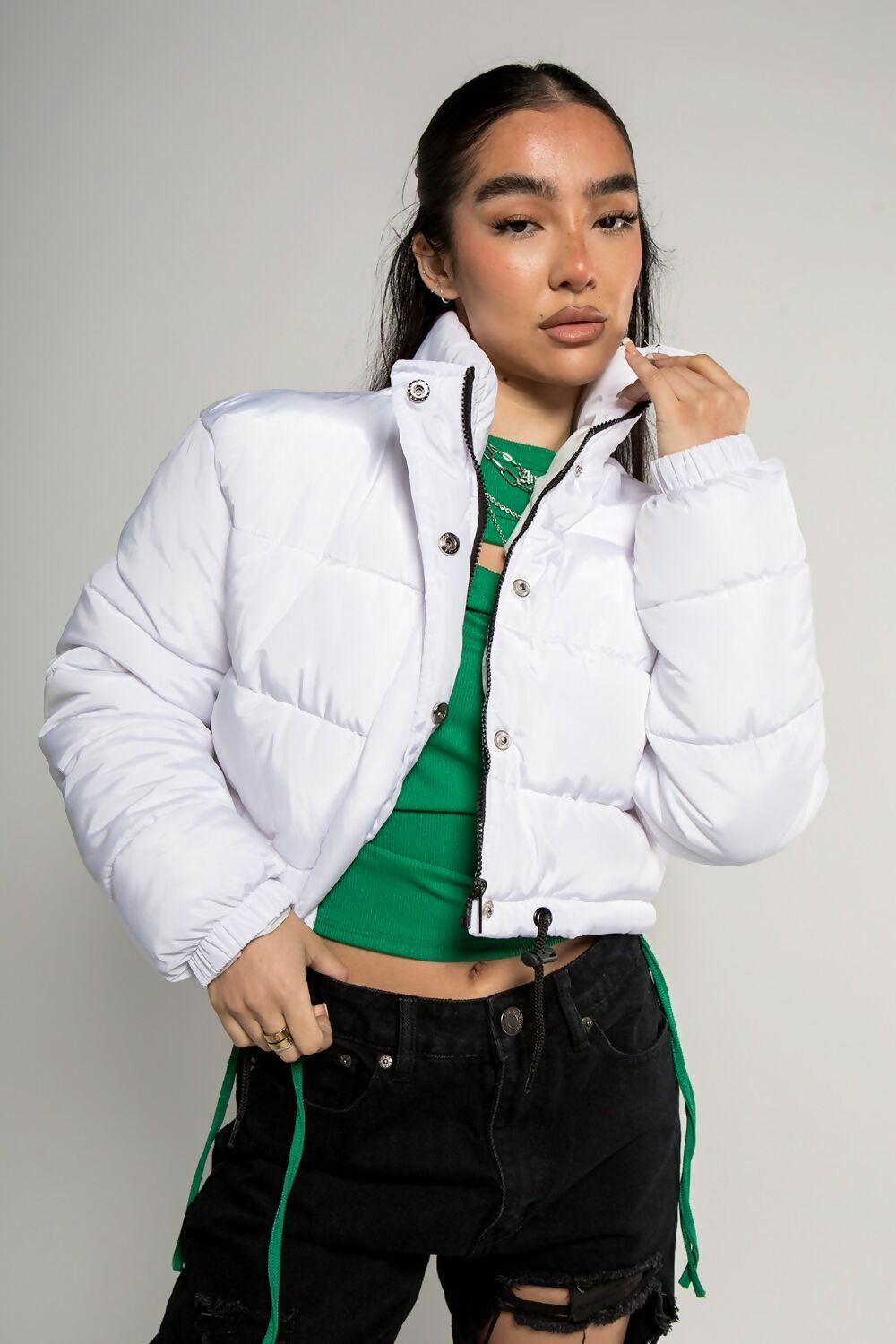 Cropped Puffer Coat Padded Quilted Jacket