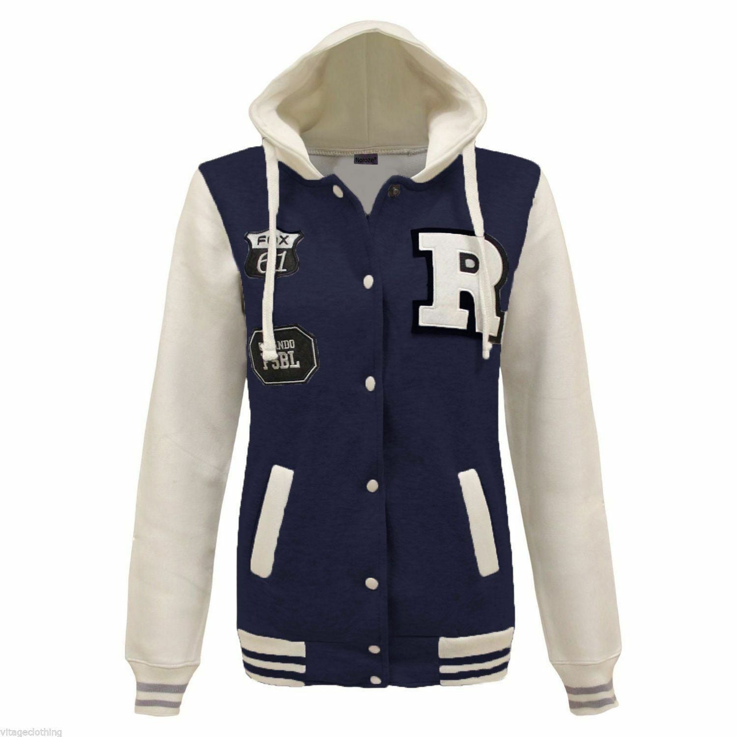 Children's "R" Logo Baseball Jackets. These Are Perfect For The Cooler Summer Days. They Are Press Stud Fastened At The Front.The Cuffs And Waist band Are Ribbed Elastic. 2 Pockets At the Front. Available In Sizes 3-14 In Navy Blue & White Option
