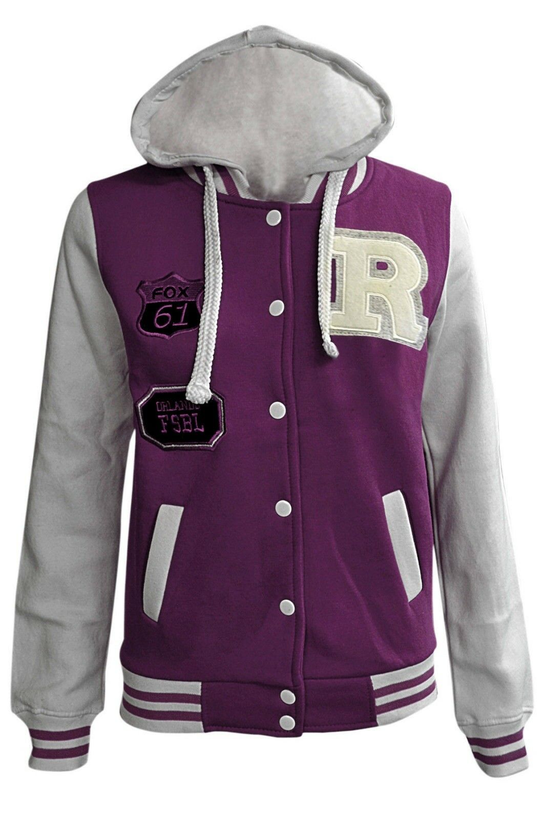 Children's "R" Logo Baseball Jackets. These Are Perfect For The Cooler Summer Days. They Are Press Stud Fastened At The Front.The Cuffs And Waist band Are Ribbed Elastic. 2 Pockets At the Front. Available In Sizes 3-14 In Purple & Cream Option.