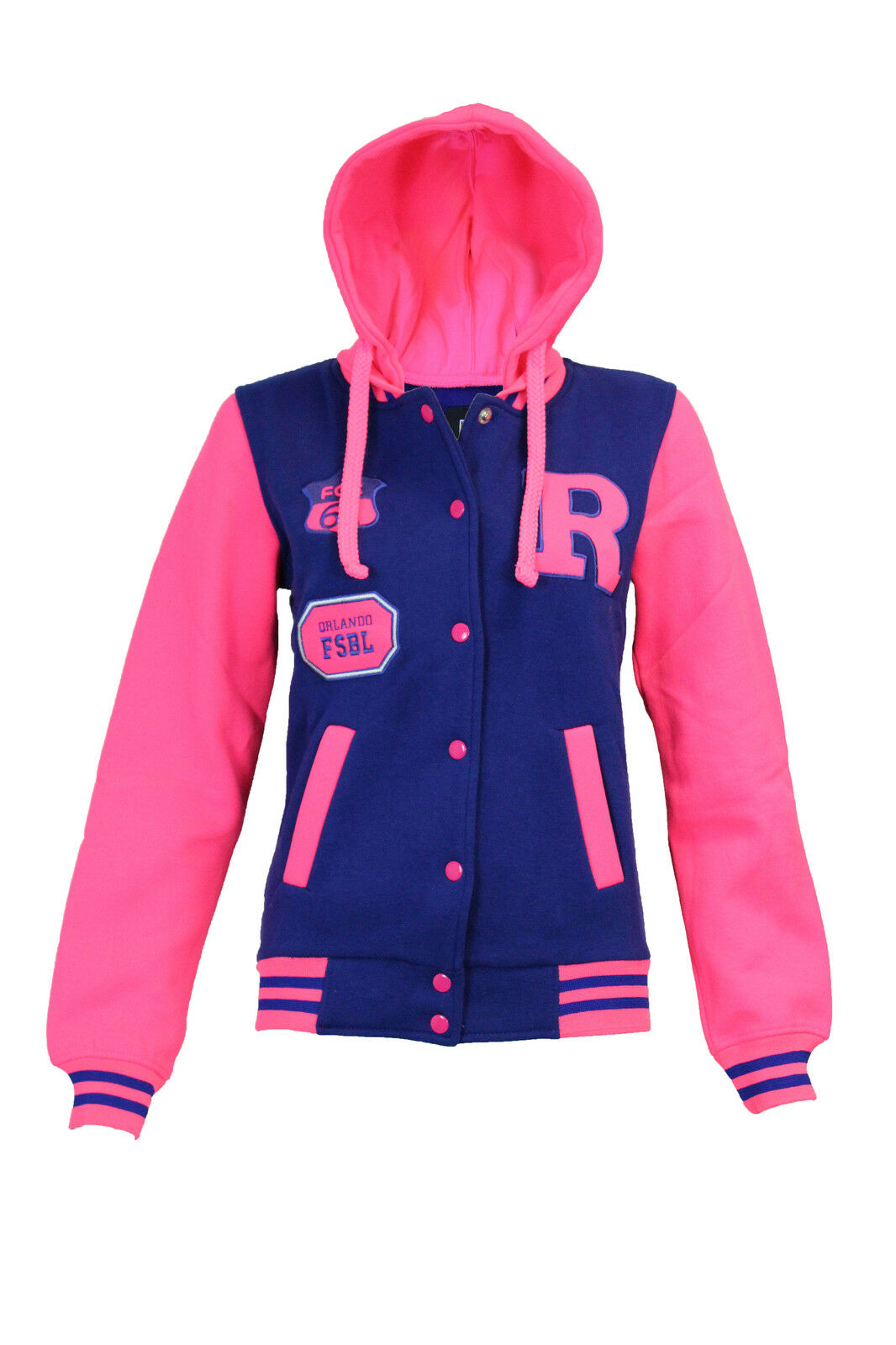 Children's "R" Logo Baseball Jackets. These Are Perfect For The Cooler Summer Days. They Are Press Stud Fastened At The Front.The Cuffs And Waist band Are Ribbed Elastic. 2 Pockets At the Front. Available In Sizes 3-14 In Navy & Pink Option.