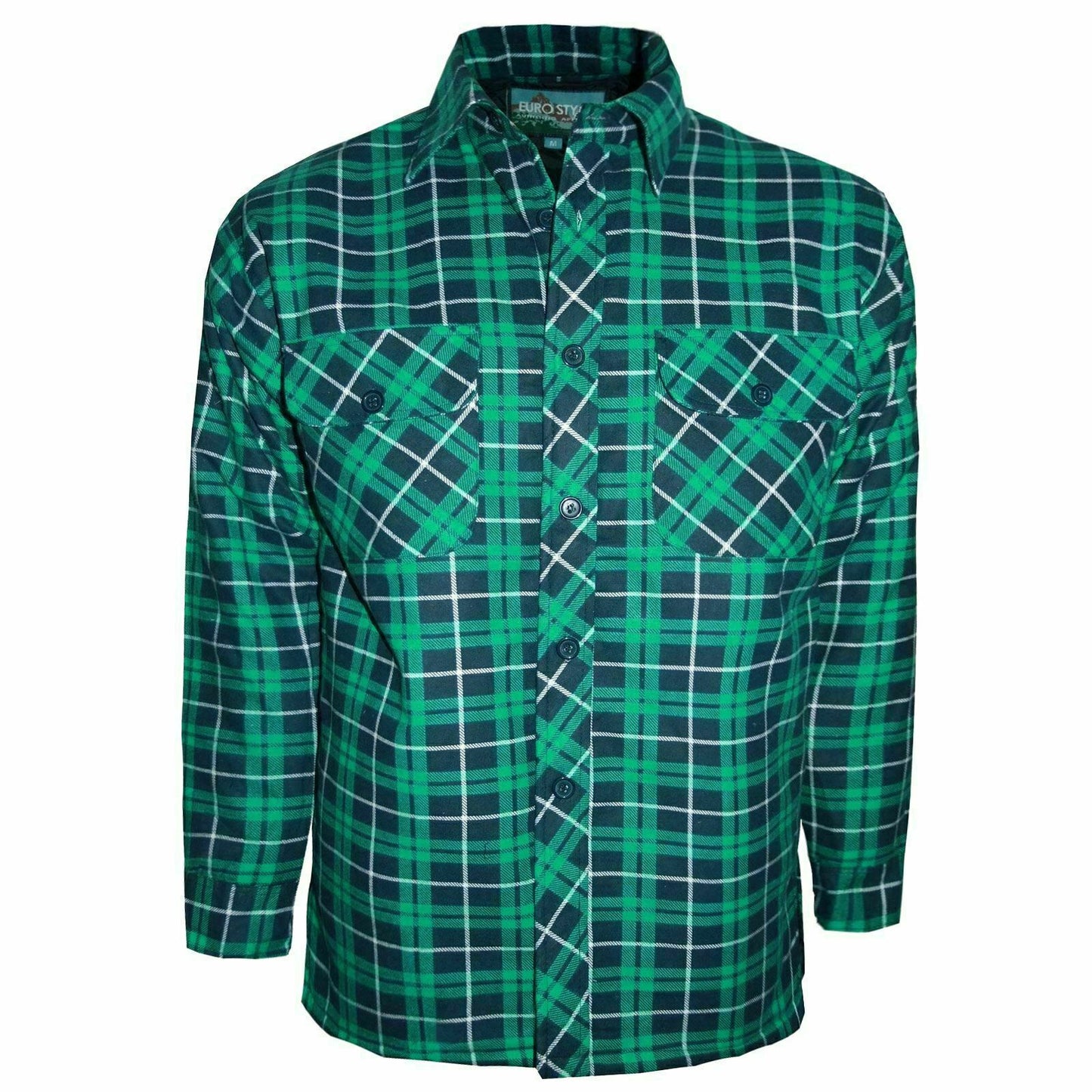 Men's Lumberjack Flannel Shirt In Green Check.