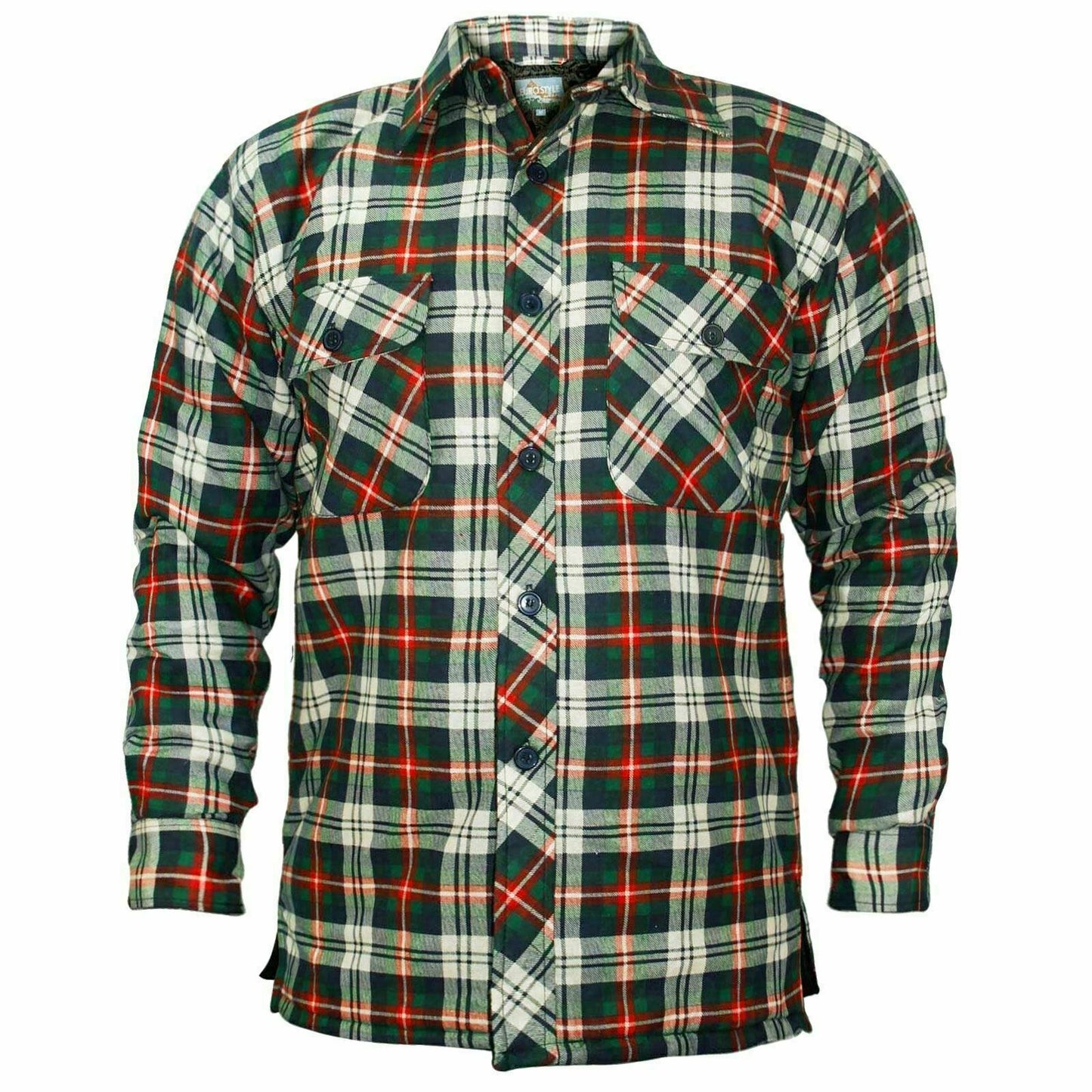 Men's Lumberjack Flannel Shirt In Multi Green & Red Check.