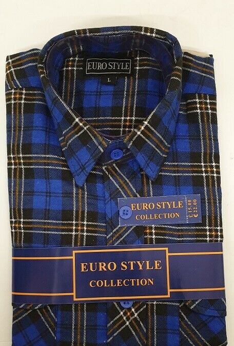 Men's Lumberjack Flannel Shirt In Multi Blue & Mustard Check.