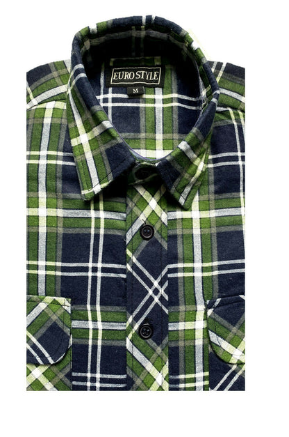 Men's Lumberjack Shirt In Green & Navy Check.