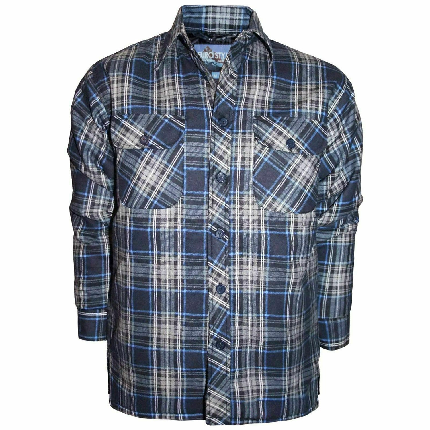 Men's Lumberjack Flannel Shirt In Grey & Blue Check.