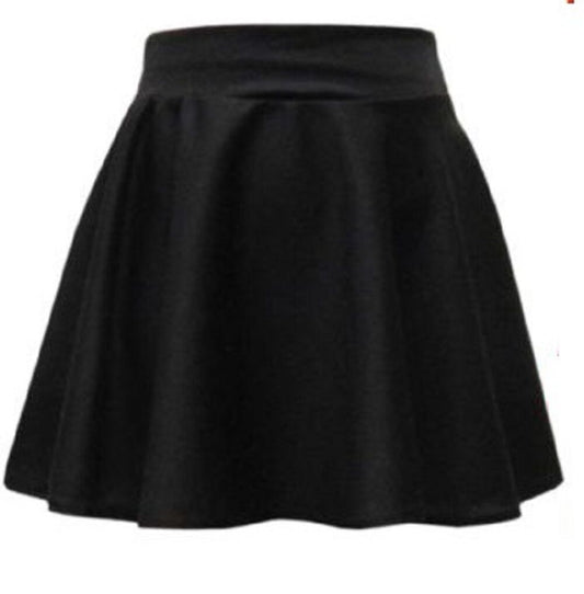 Girls Plain Black Skater Skirt.