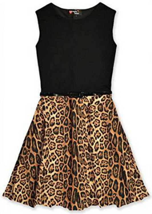 Sleeveless Leopard Print Skater Dress