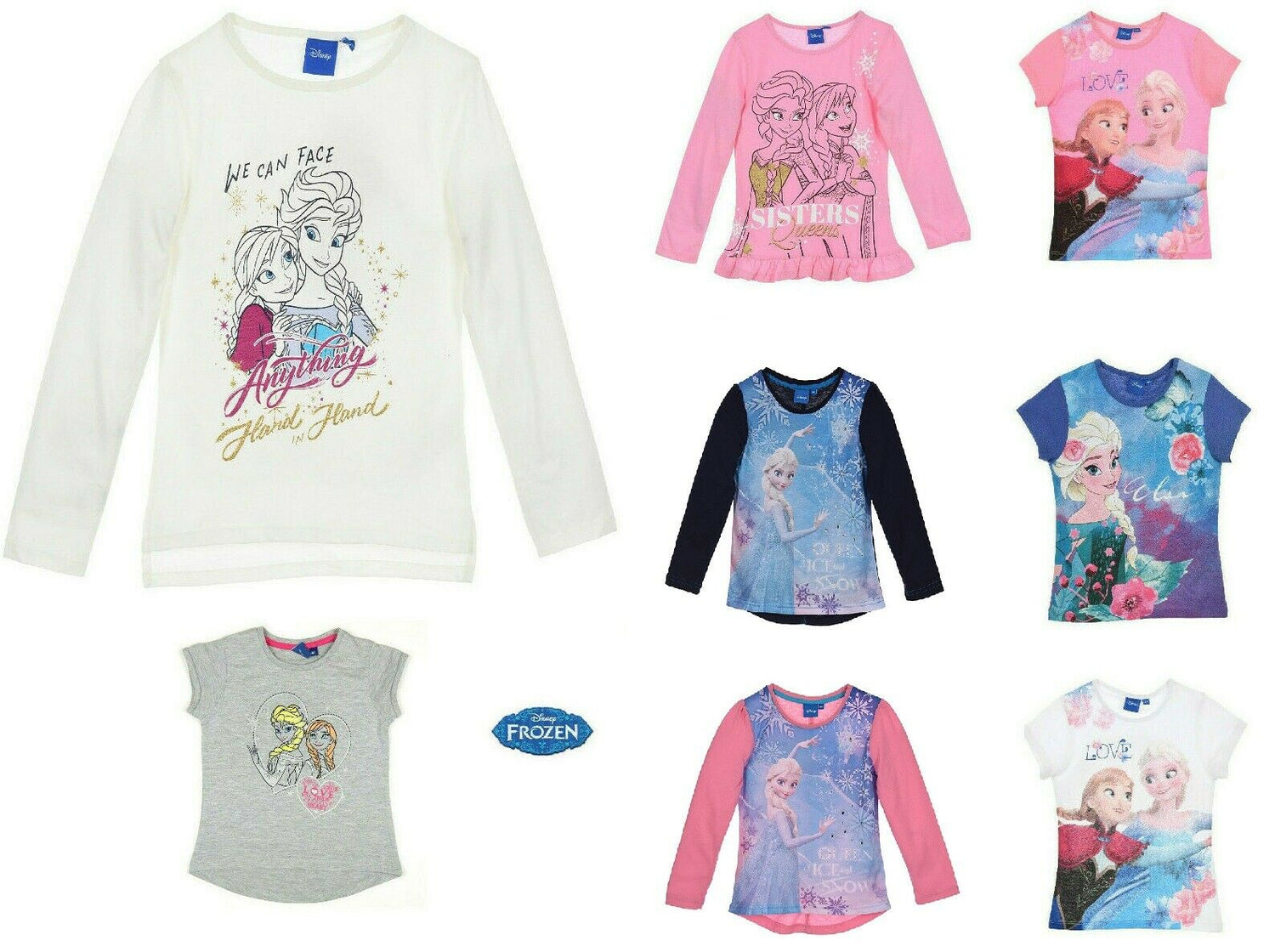 Children's Frozen T-Shirts In Long & Short Sleeve. Ages 3-8. Perfect For Any Frozen Fan. These Are Official Merchandise