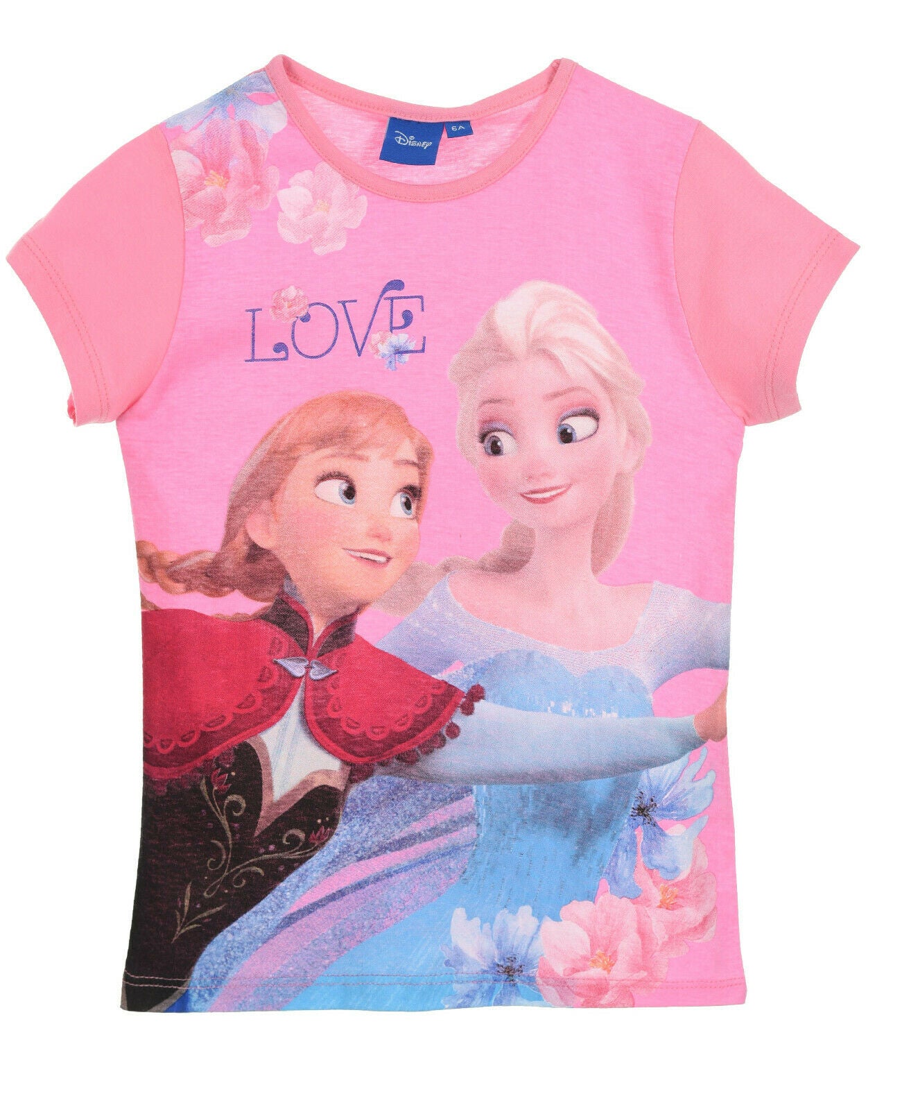 Children's Pink Anna & Elsa Short Sleeve T-Shirt. Ages 3-8. ** Official Merchandise**