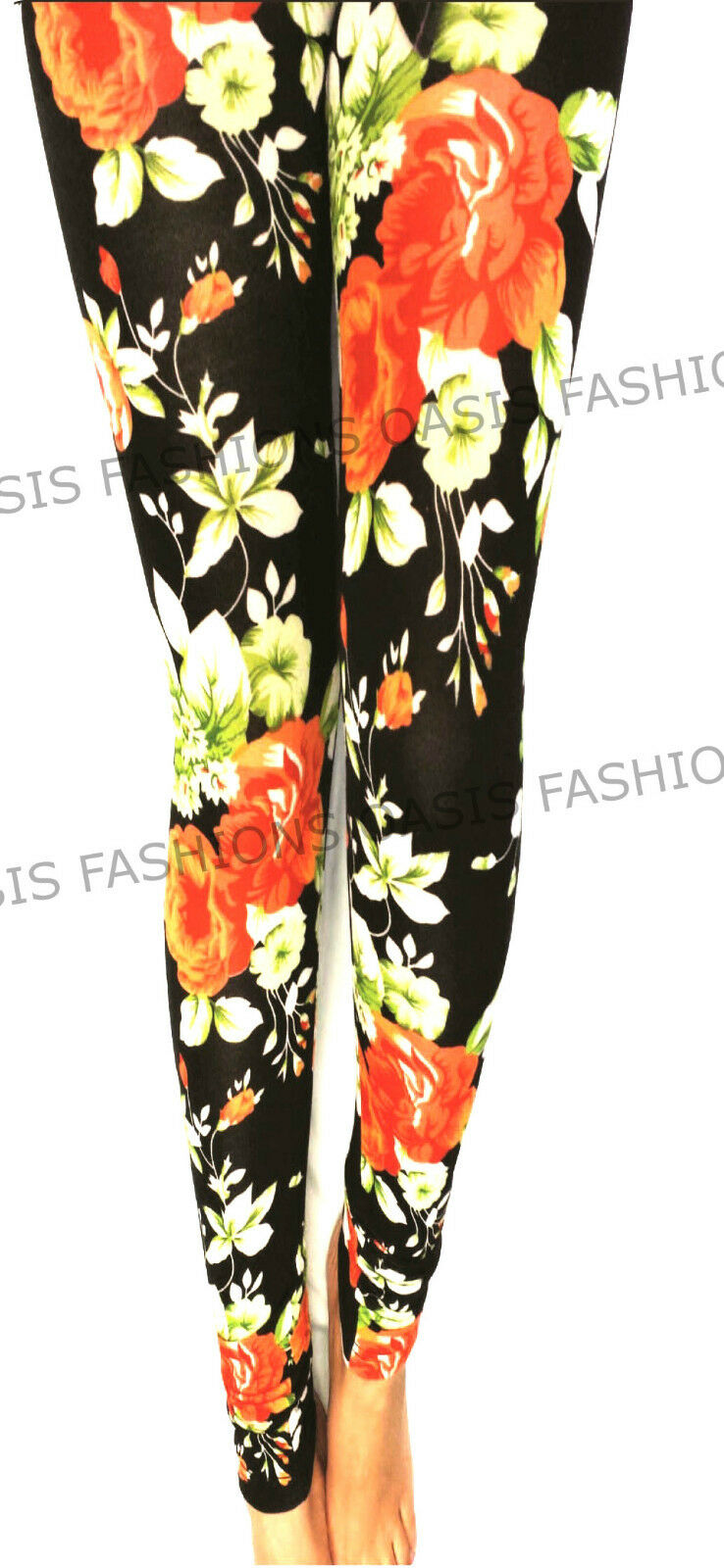 Ladies Rose Design printed Leggings. Available In Sizes Small To Large ( UK 8-14).