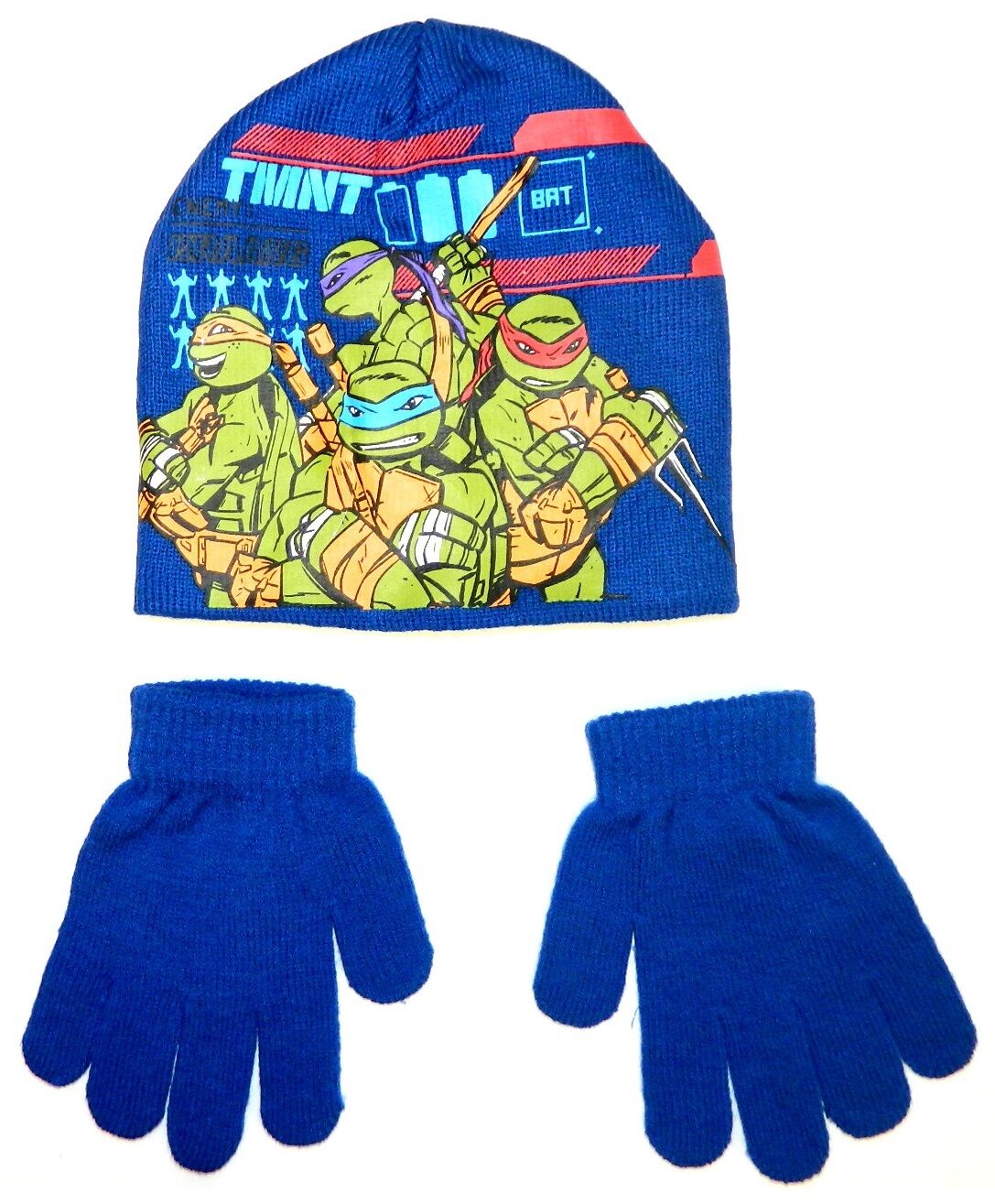 Teenage Mutant Ninja Turtle Blue Hat & Glove Set, Age 2-4 (52cm), Age 4-8 (54cm), 100% Acrylic, Official Merchandise