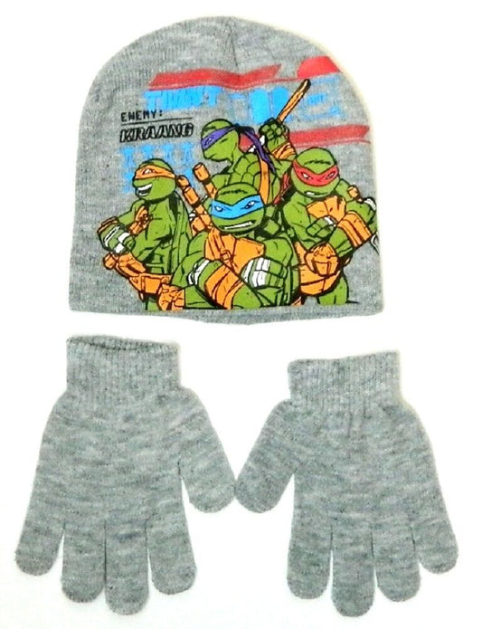 Teenage Mutant Ninja Turtle Grey Hat & Glove Set, Age 2-4 (52cm), Age 4-8 (54cm), 100% Acrylic, Official Merchandise
