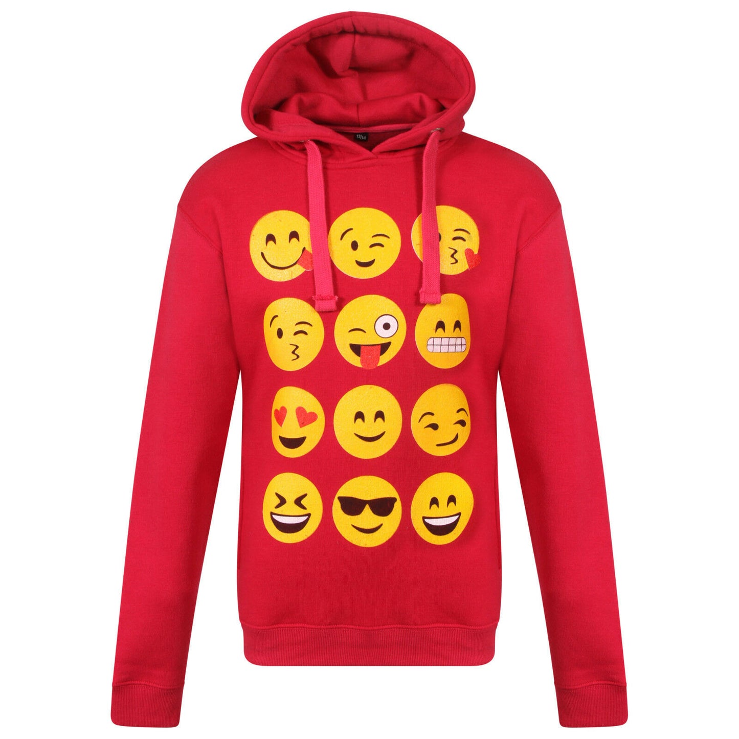 Children's Fuchsia Emoji Face Hoody. Age 9-13