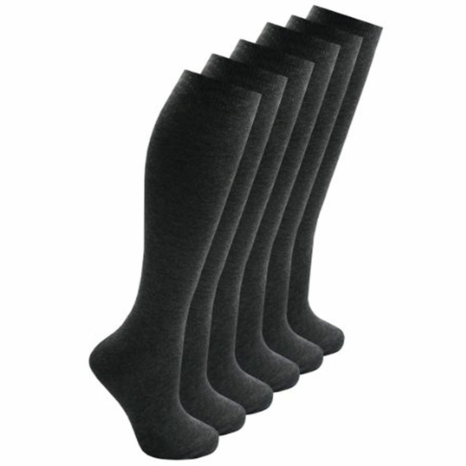 Girls Knee High Charcoal School Socks.