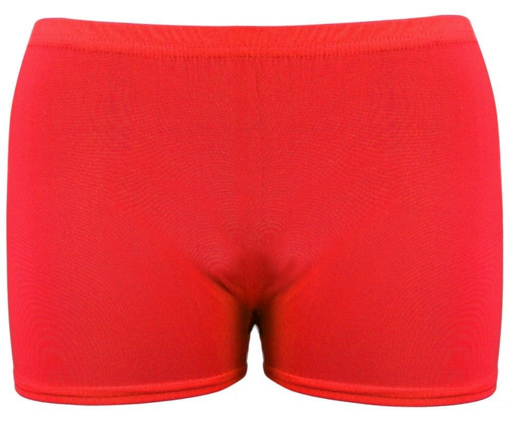 Lycra Shorts In Red, Perfect For School Gym Or Dance Classes, Ages 5 to 14, 95% Polyester & 5% Spandex