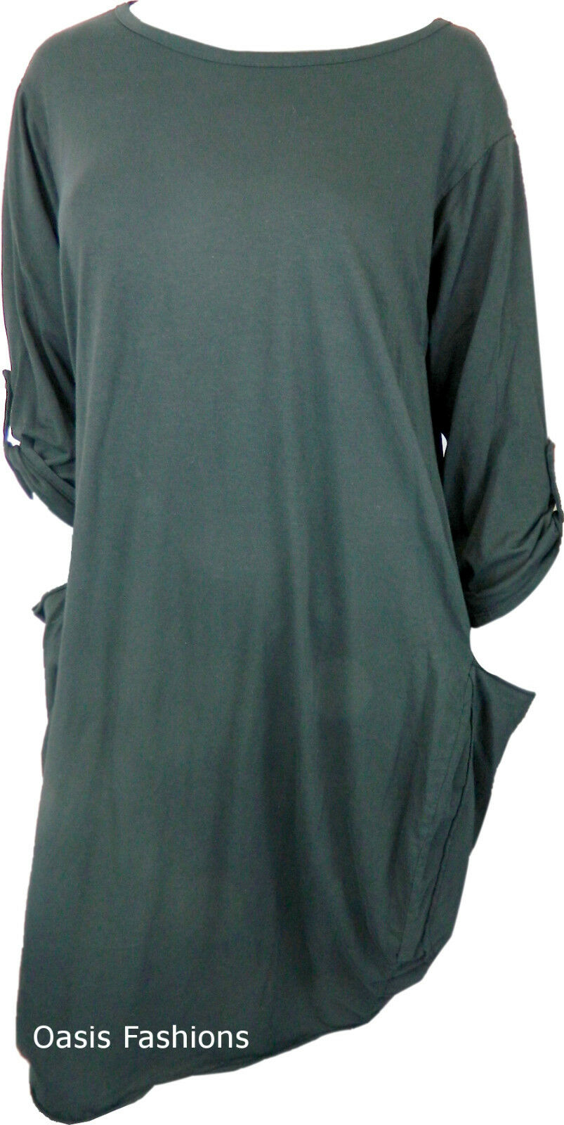 Italian Dark Grey Long Sleeve Tunic Dress.