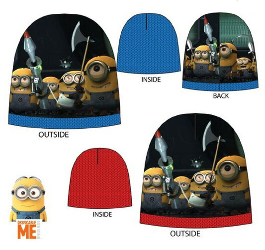 Minion Beanie Hats For Any Minion Lover, 2 Colours Blue & Red, They Are Reversible, Ages 3-6  (52cm), 7-12 (54cm), 100% Polyester, Official Merchandise