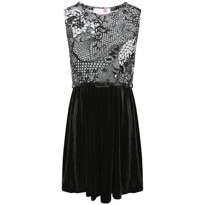 Sleeveless Formal Velour Belted Party Dress