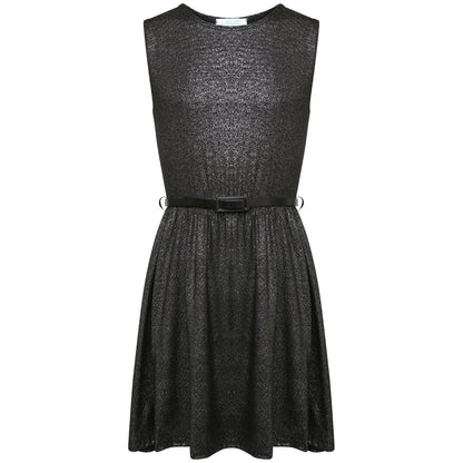 Girls Black Formal Sleeveless Belted Dress.