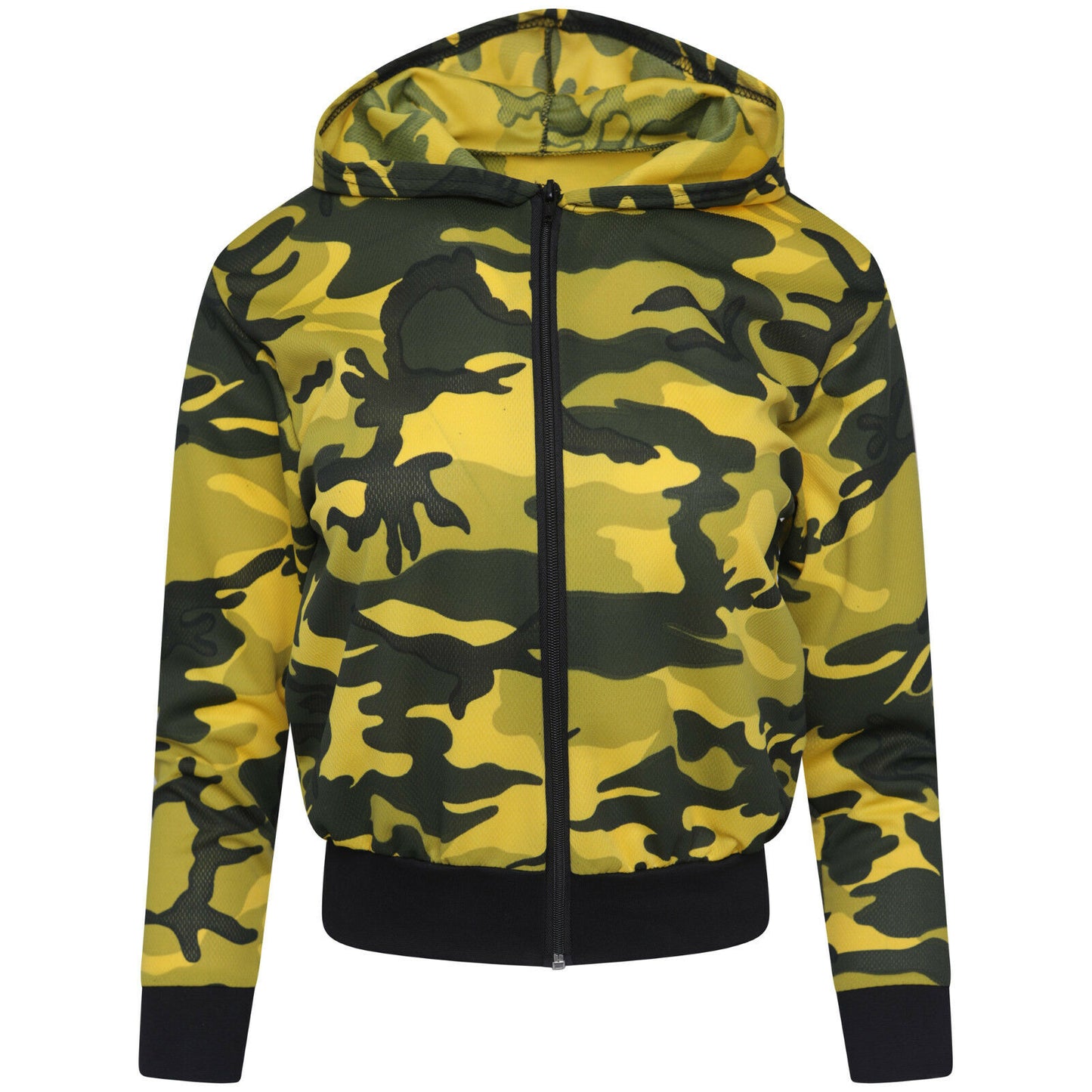 Boys Yellow Camouflage Design Light Weight Jacket. These Are Also Available In Blue. Sizes 7-13 Available. They Are Hooded And Have Black Ribbed Elasticated Waist And Cuffs.