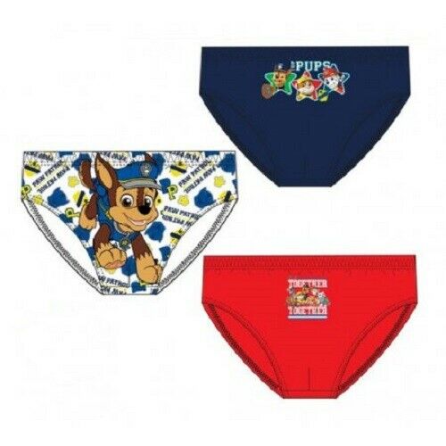 Paw Patrol 3 Brief Pack. 3 Different Designs In Each. Age 4-5, 6-8 . Official Merchandise