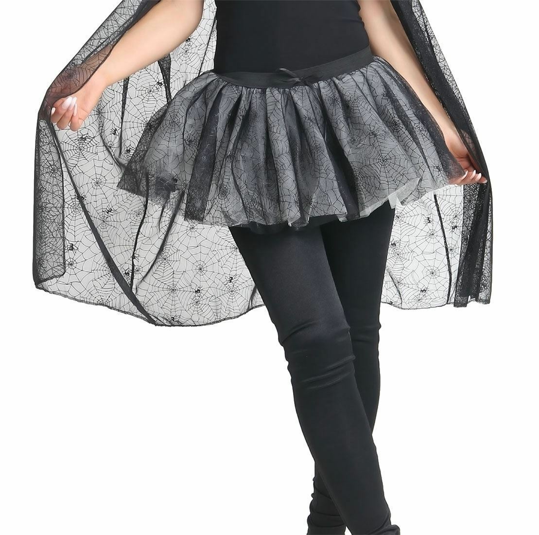 Black Spider Web Layered Skirt.