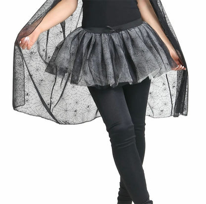 Black Spider Web Layered Skirt.