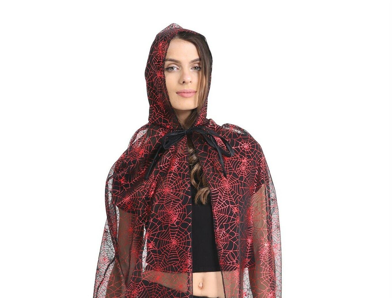 Red & Black Spider Web Cape.