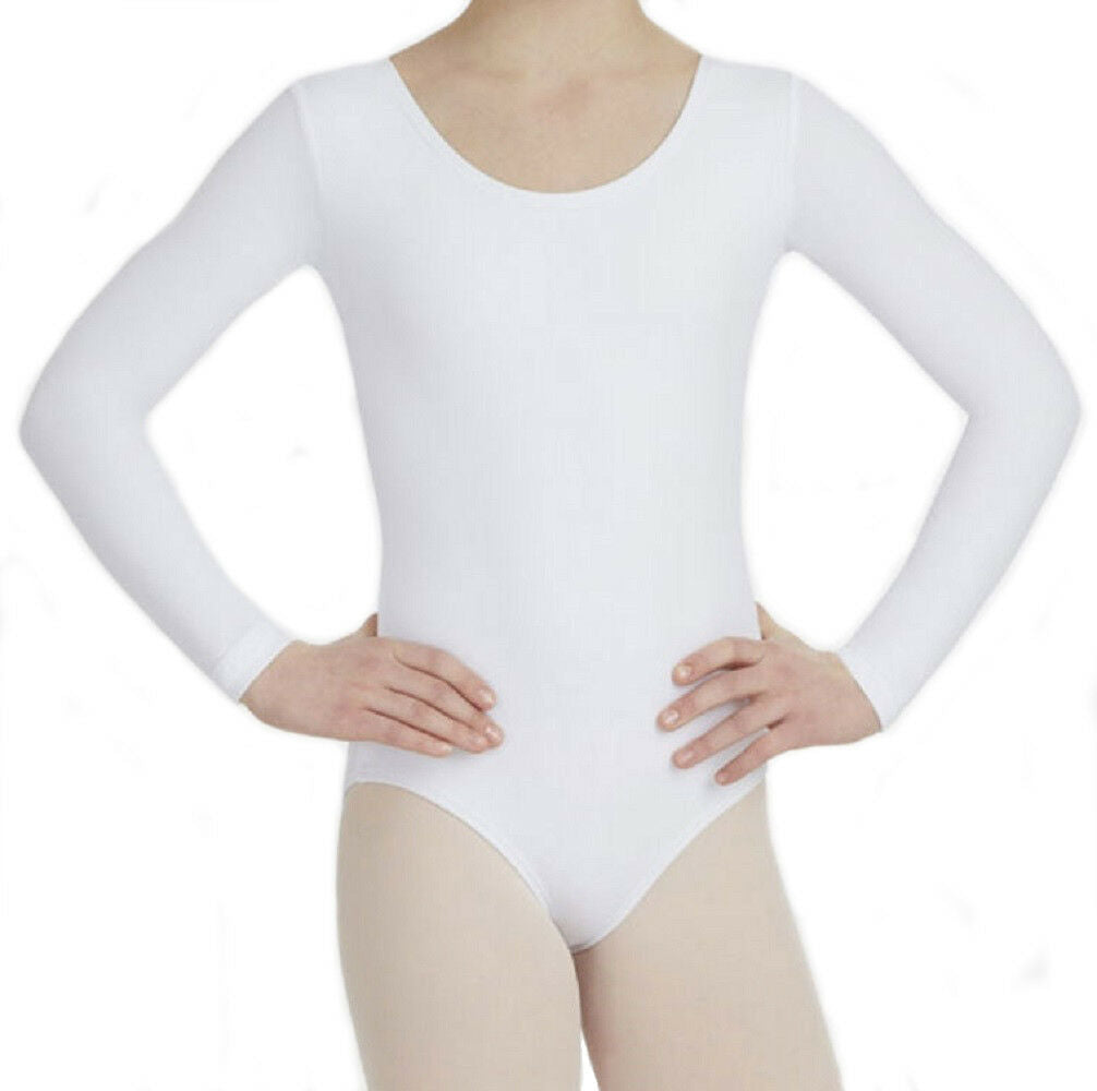 White Long Sleeve  Leotard