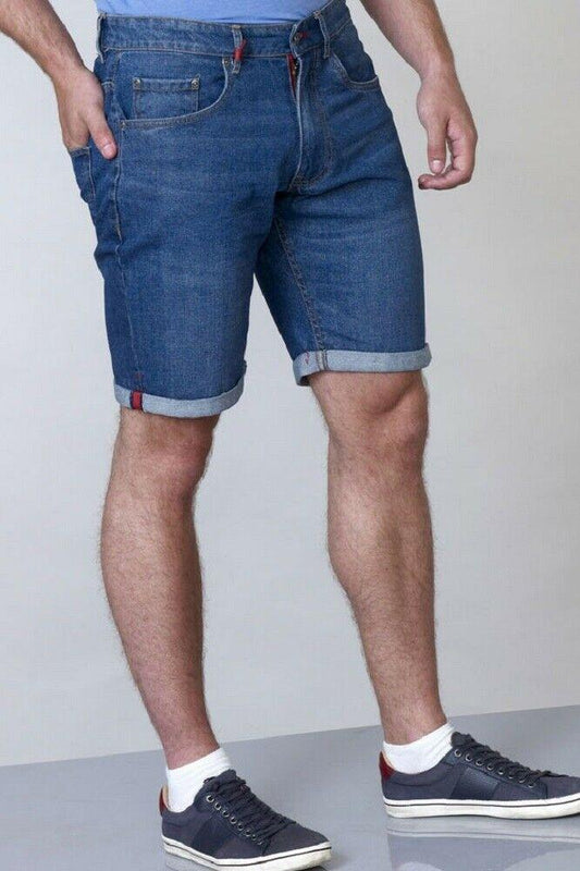 Men's Denim Summer Shorts, Knee Length With A Roll Up Effect, 2 Pockets At The Front & Back, Black Denim & Blue Denim, 42" Waist To 56" Waist, Cotton Blend