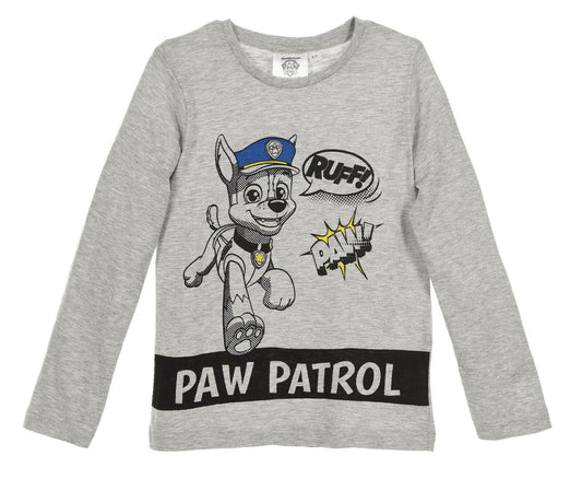 Children's Silver Grey Long Sleeve Paw Patrol Top, Perfect for all year round, Age 2 To 6, 100% Cotton, Official Merchandise