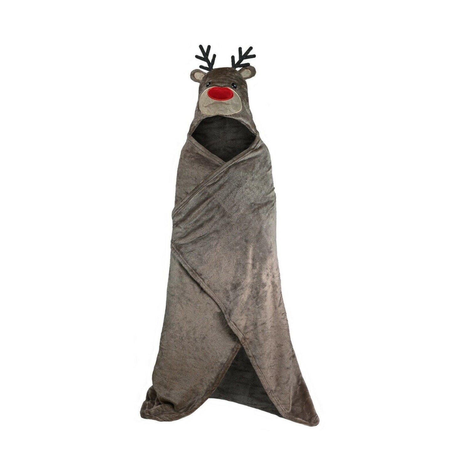 Children's Rudolph Novelty Hooded Fleece Blanket, These Are Super Soft And Perfect For The Festive Season As A Gifts, They Measure 110cm x140cm, 100% Polyester (Excludes Trimming)