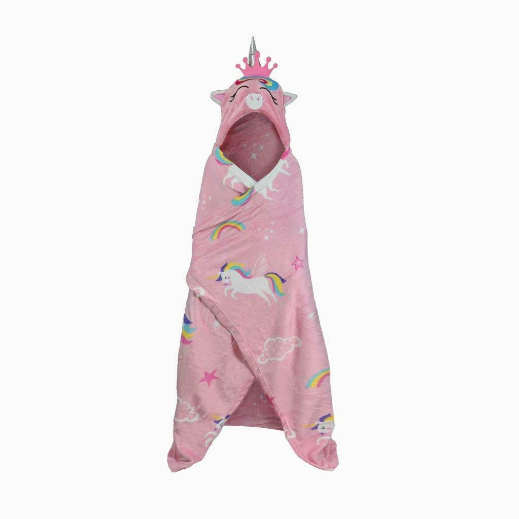 Children's Unicorn Novelty Hooded Fleece Blanket, These Are Super Soft And Perfect For The Festive Season As A Gifts, They Measure 110cm x140cm, 100% Polyester (Excludes Trimming)