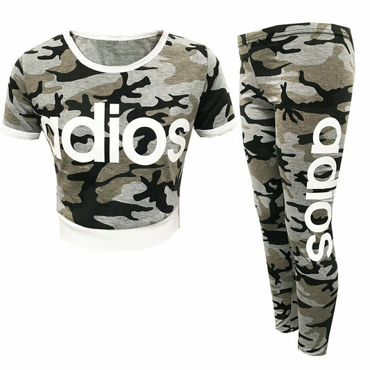 Adios Crop Top & Legging Camo Co-ord Set