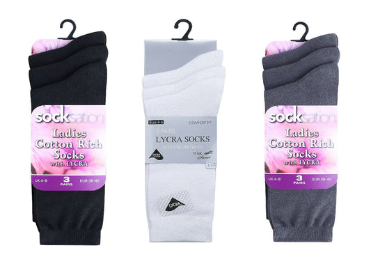 Cotton Rich & Lycra 3/4 Length Socks