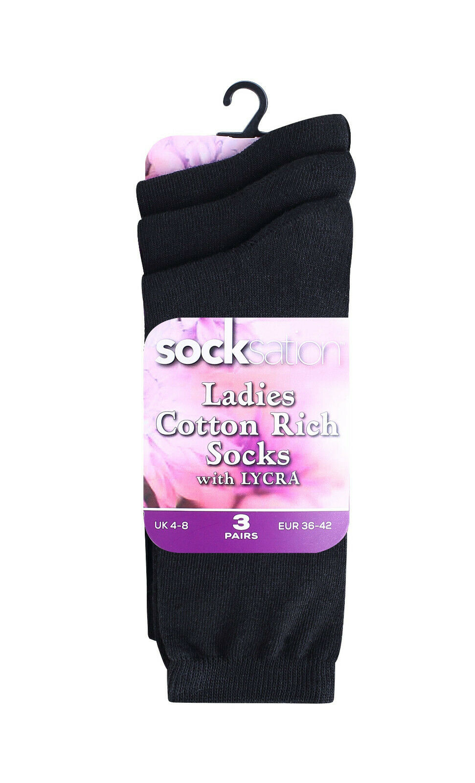Ladies Black Cotton Socks 2 Pairs.