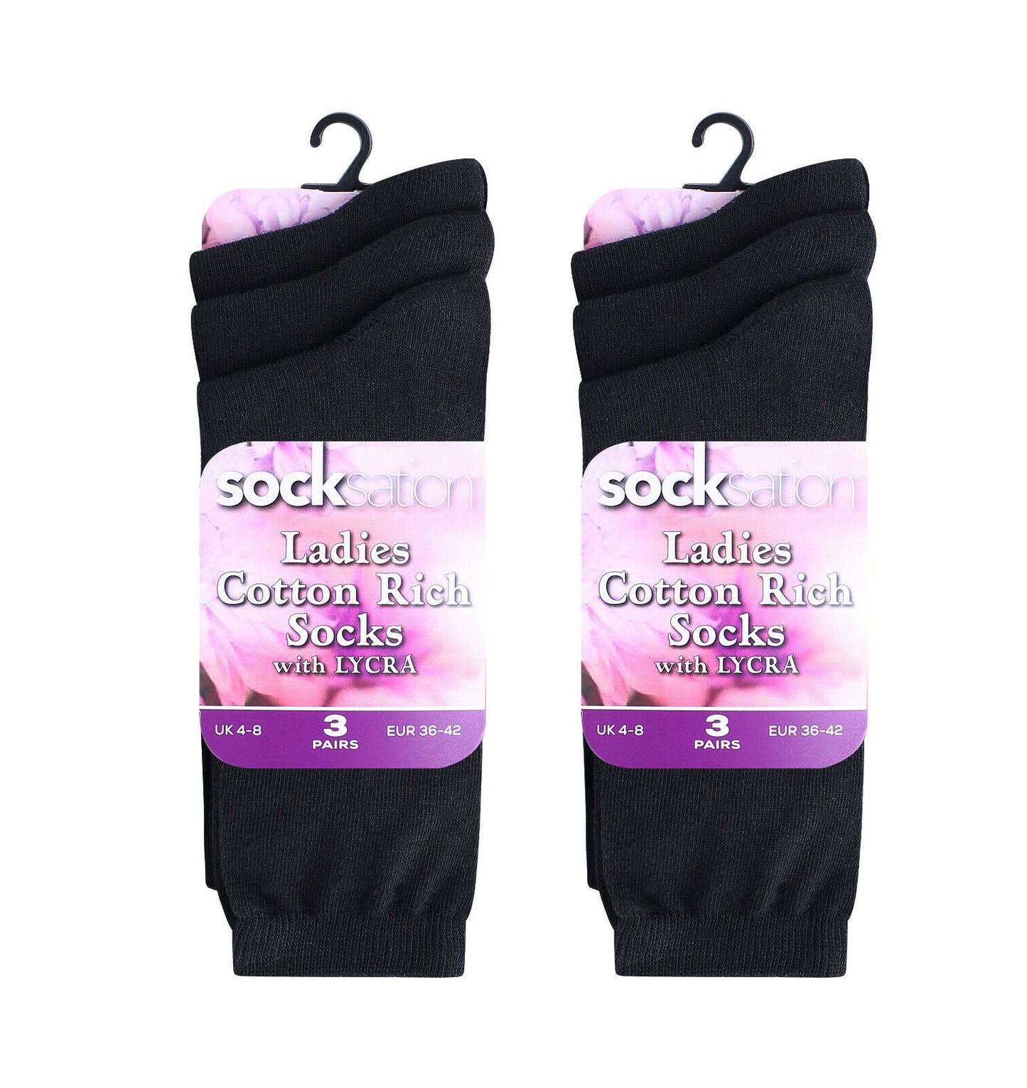 Ladies Black Cotton Socks 6 Pairs.