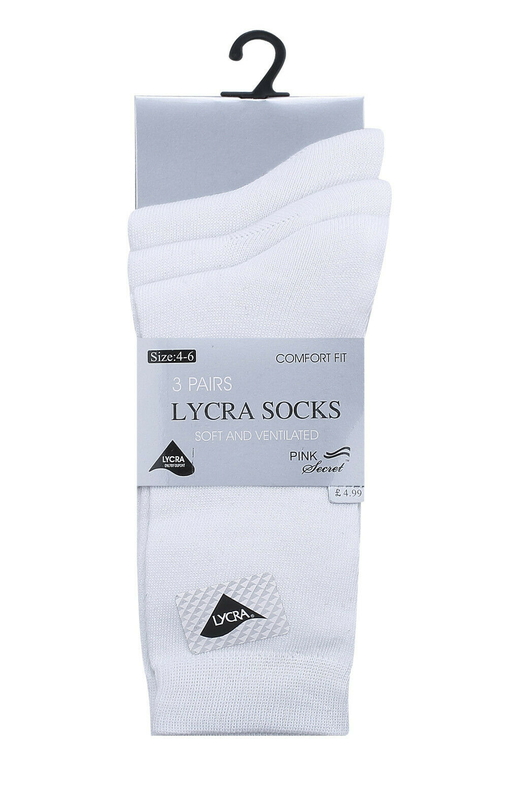Ladies White Cotton Socks 2 Pairs.