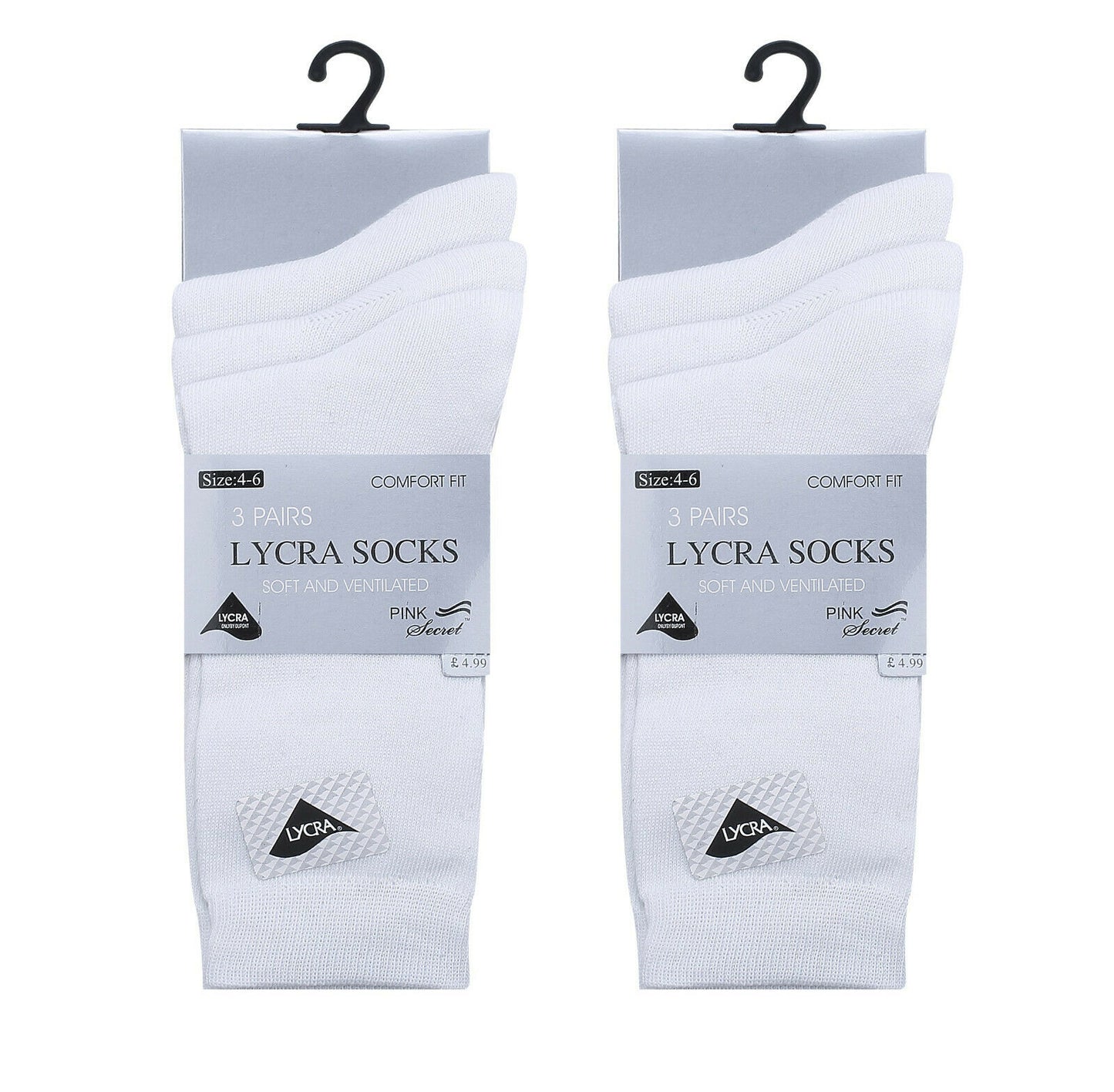 Ladies White Cotton Socks 6 Pairs.