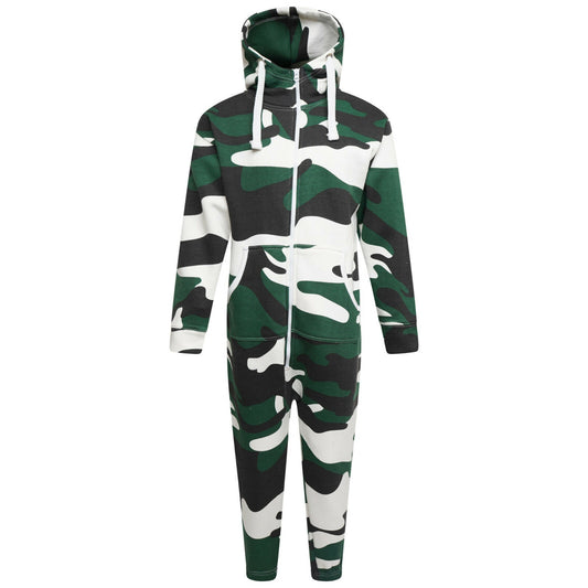 Children's Army Hooded Onesies. They Are Zip Front Neck to Just Below Waist. They Are To Be Worn Loosely. Ages 7-14 Available.