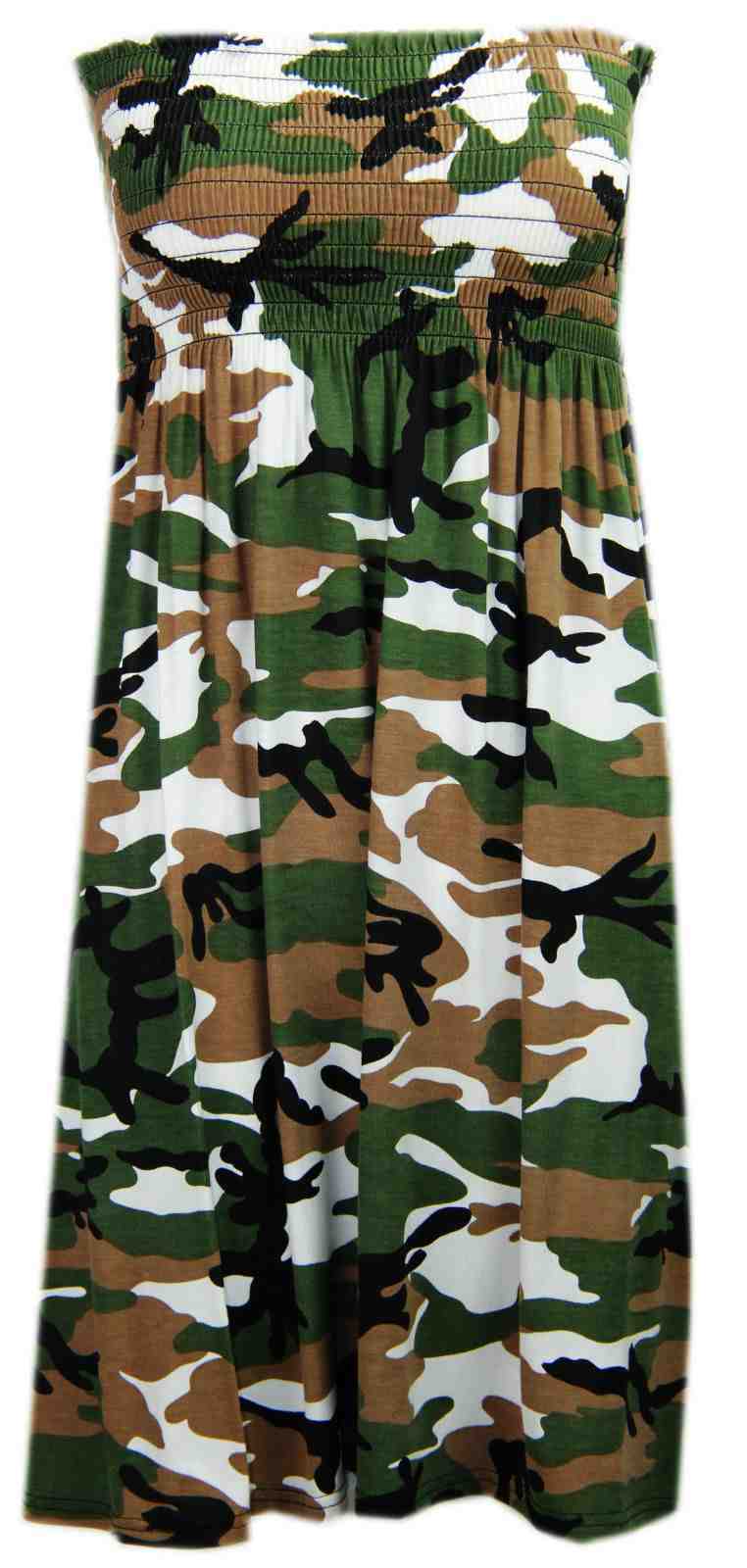 Ladies Army Print Boob Tube Short Style Dress.