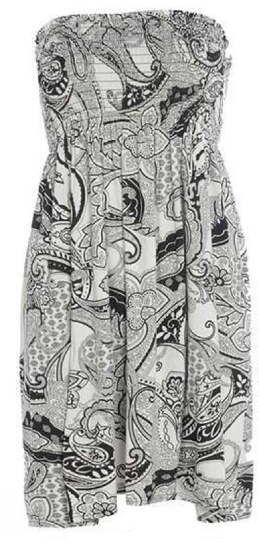 Ladies Black Paisley Boob Tube Short Style Dress.