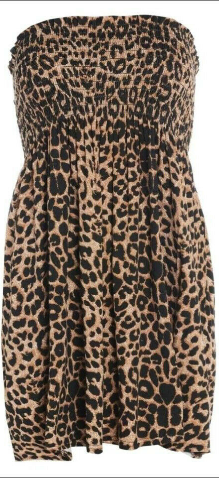 Ladies Leopard Print Boob Tue Short Style Dress.