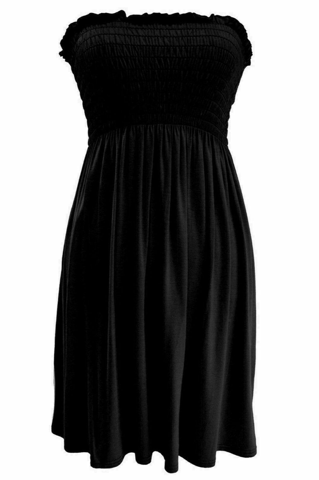 Ladies Plain Black Boob tube Short Style Dress.