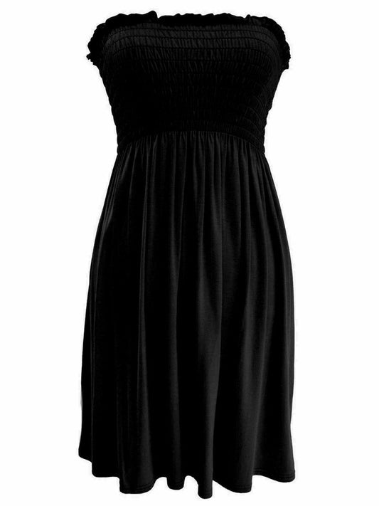 Ladies Plain Black Boob tube Short Style Dress.