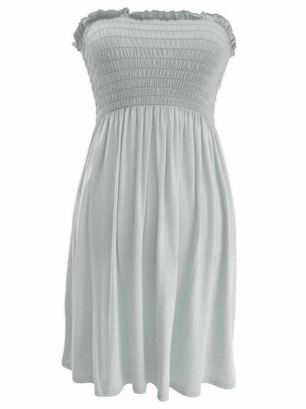 Ladies Plain Silver Grey Boob Tube Short Style Dress.