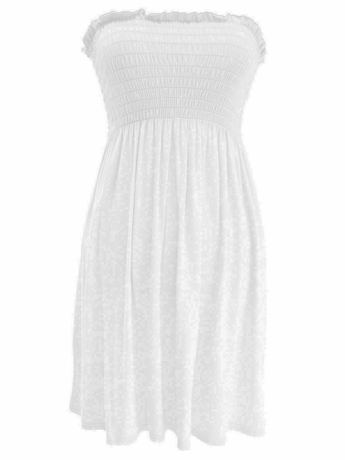 Ladies Plain White Boob Tube Short Style Dress.