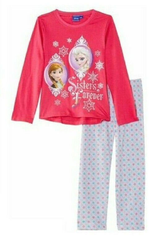 Frozen Pyjamas In Fuchsia Pink With Anna & Elsa Design 