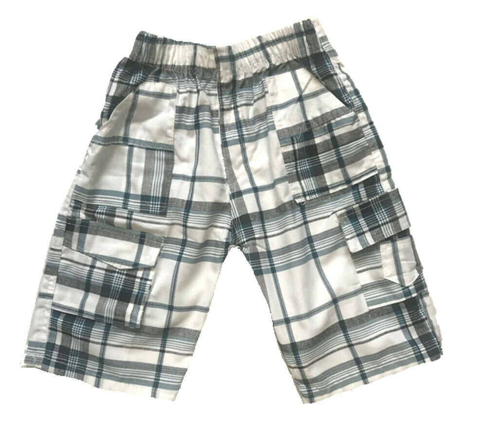 Boys Blue & White Shorts. These Have A Blue design On Them With 2 Pockets On The Front And Elasticated Waist. These Are Perfect For Relaxing Around The House Or For Holidays. Available Ages 3-16
